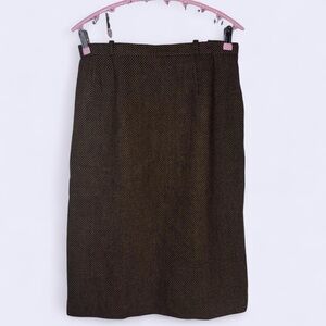 Vintage Brown Wool-Blend Pencil Skirt – Small (US 6–8 / EU 36–38)